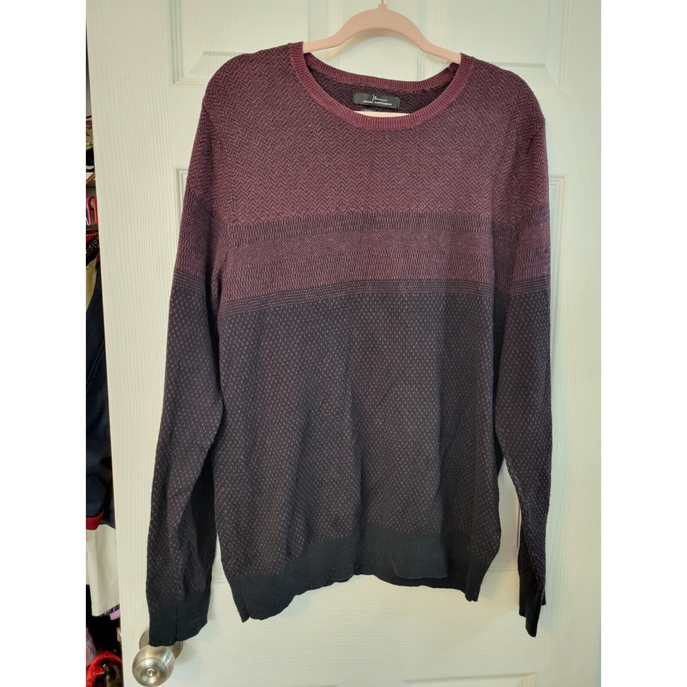 Marc Anthony Slim Fit Luxury Blend Sweater Size L Maroon And Black